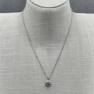 Catherine Popesco France Necklace Womens Silver Tone Crystal Halo Pendant 16"